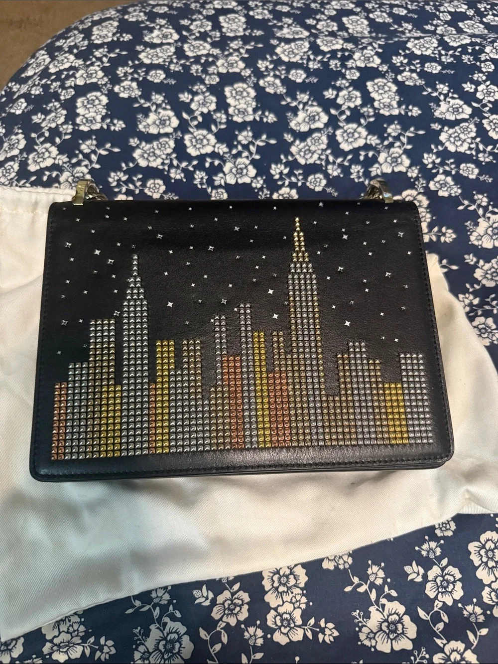 kate spade Black Studded Skyline Shoulder Bag with Gold and Silver Accents